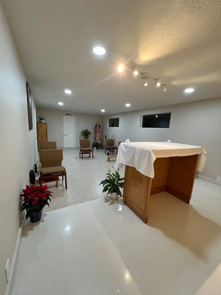 Bright completed interior with new flooring and lighting